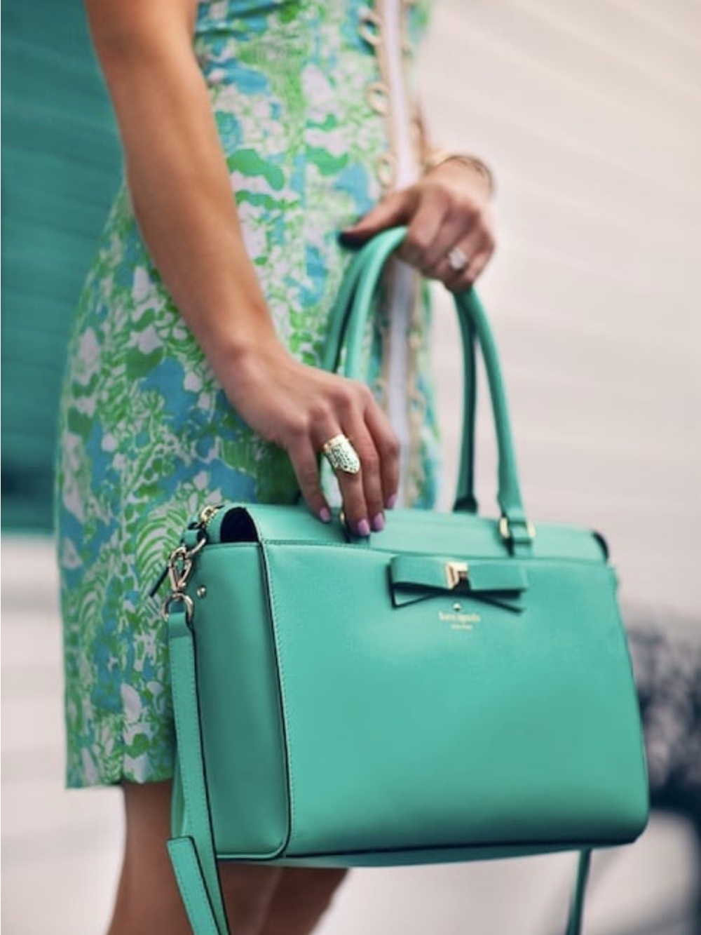 Authentic Kate Spade Teal Bow Leather Purse